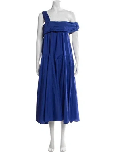 Pre-owned Merlette Off-the-shoulder Midi Length Dress In Blue