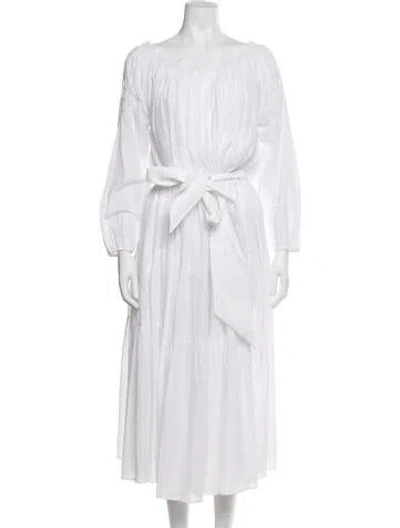 Pre-owned Merlette Off-the-shoulder Midi Length Dress W/ Tags In White