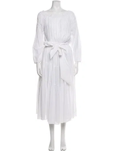 Pre-owned Merlette Off-the-shoulder Midi Length Dress W/ Tags In White