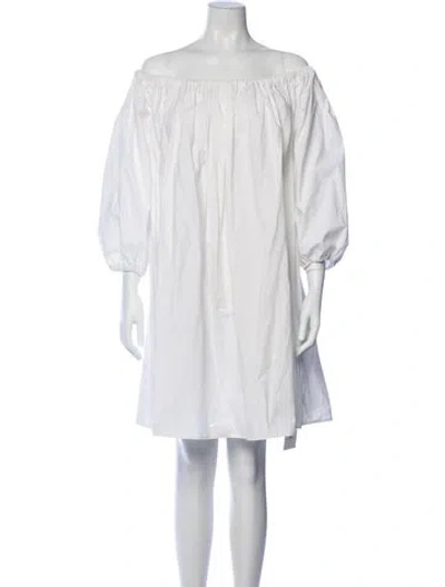 Pre-owned Merlette Off-the-shoulder Mini Dress In White