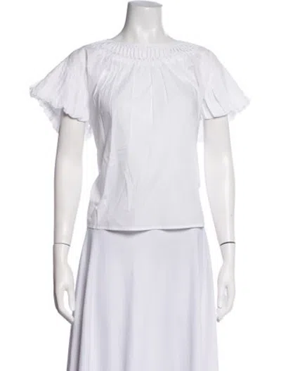 Pre-owned Merlette Off-the-shoulder Short Sleeve Top W/ Tags In White