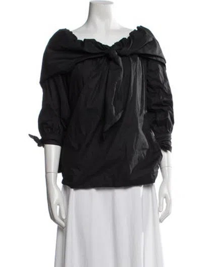 Pre-owned Merlette Off-the-shoulder Three-quarter Sleeve Top In Black