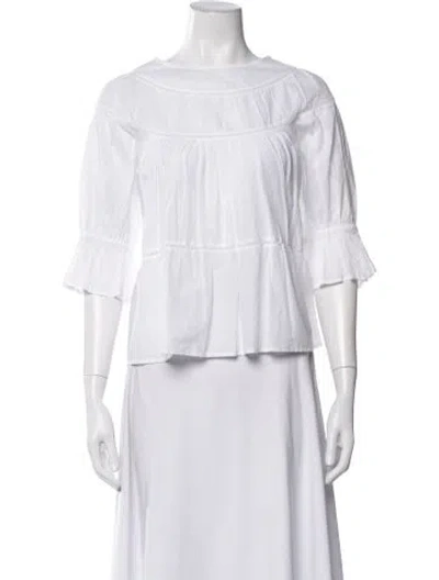 Pre-owned Merlette Off-the-shoulder Three-quarter Sleeve Top W/ Tags In White