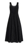 Merlette Olea Eyelet-embroidered Cotton Midi Dress In Black