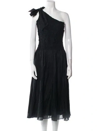 Pre-owned Merlette One-shoulder Long Dress In Black