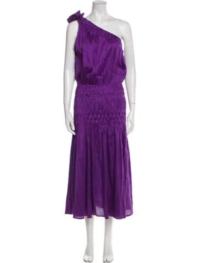 Pre-owned Merlette One-shoulder Long Dress In Purple