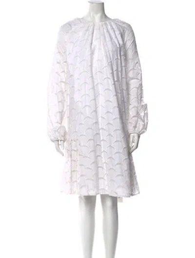 Pre-owned Merlette Patterned Mini Dress In White