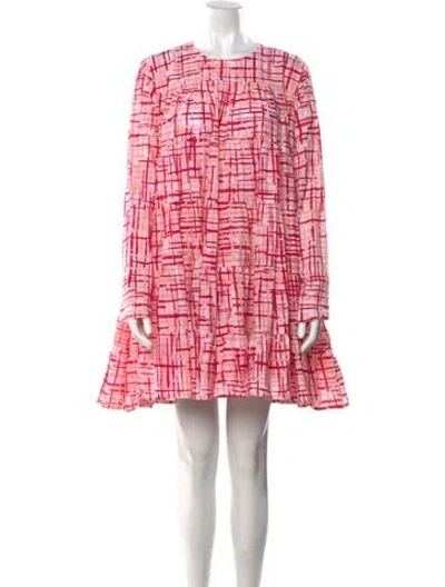 Pre-owned Merlette Plaid Print Mini Dress In Pink