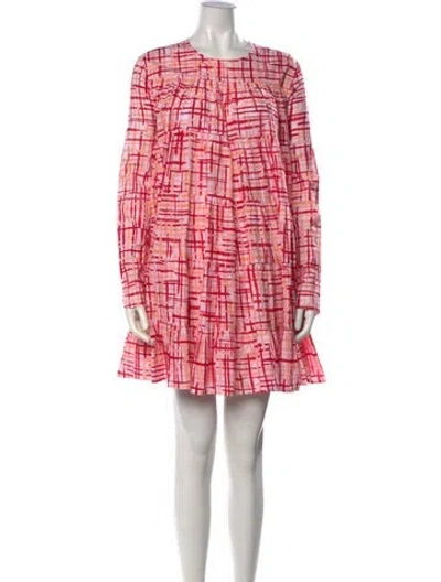 Pre-owned Merlette Plaid Print Mini Dress In Pink