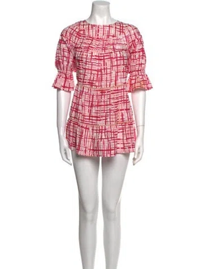 Pre-owned Merlette Plaid Print Mini Dress In Red