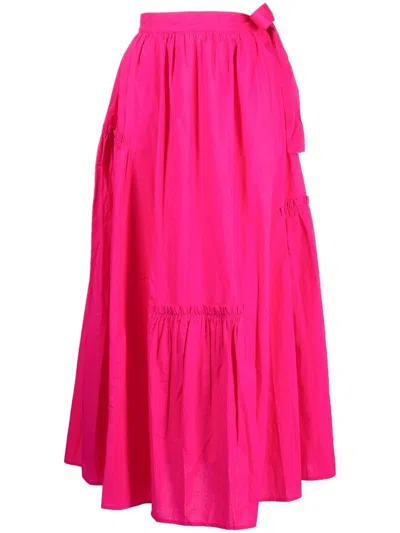 Merlette Pleated Midi Skirt In Pink