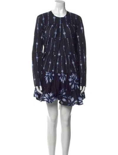 Pre-owned Merlette Printed Mini Dress In Blue