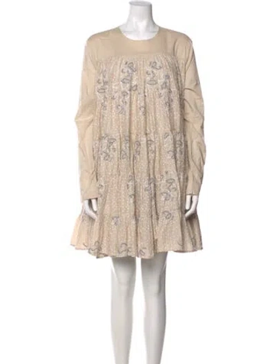 Pre-owned Merlette Printed Mini Dress In Neutral