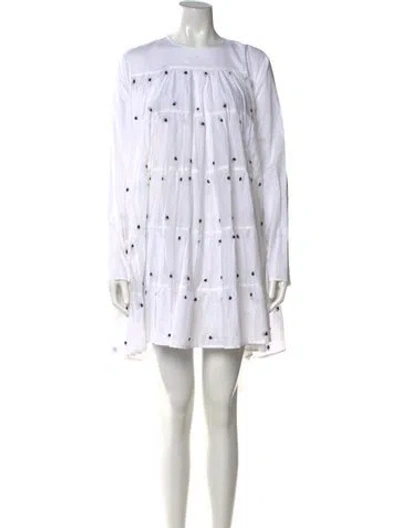 Pre-owned Merlette Printed Mini Dress In White