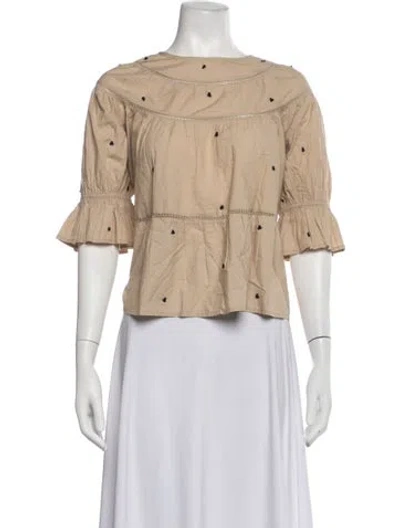 Pre-owned Merlette Printed Scoop Neck Blouse In Neutrals