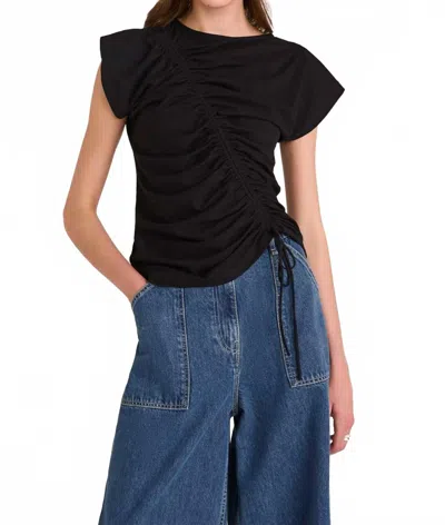 Merlette Reverie Jersey Cap Sleeve Top In Black