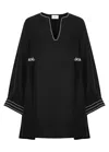 Merlette Riverside Embroidered Linen Mini Dress In Black