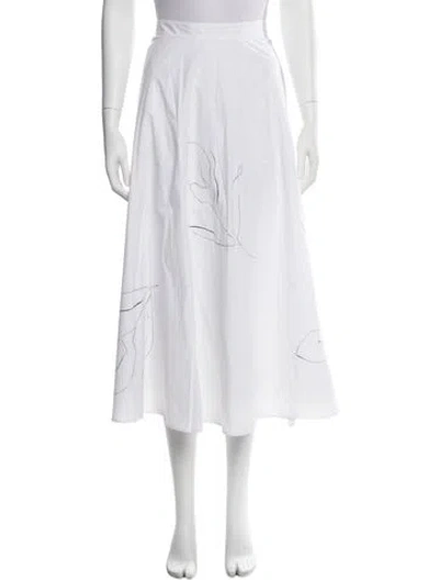 Pre-owned Merlette Ruffle Embellishment Midi Length Skirt In White