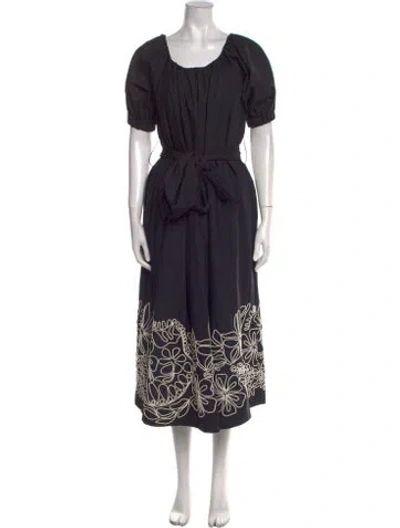 Pre-owned Merlette Scoop Neck Long Dress In Black