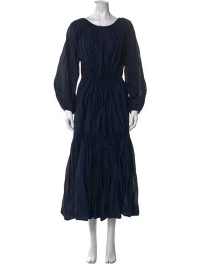 Pre-owned Merlette Scoop Neck Long Dress In Blue