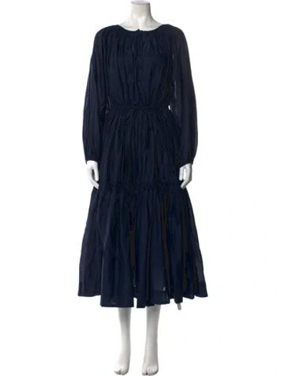 Pre-owned Merlette Scoop Neck Long Dress In Blue