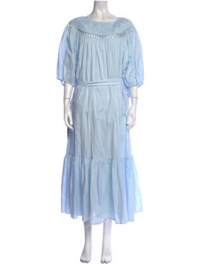 Pre-owned Merlette Scoop Neck Long Dress In Blue