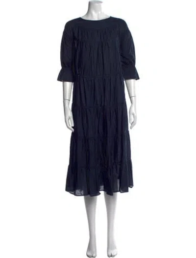 Pre-owned Merlette Scoop Neck Long Dress In Blue