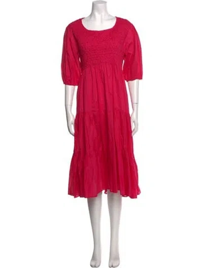 Pre-owned Merlette Scoop Neck Long Dress In Pink