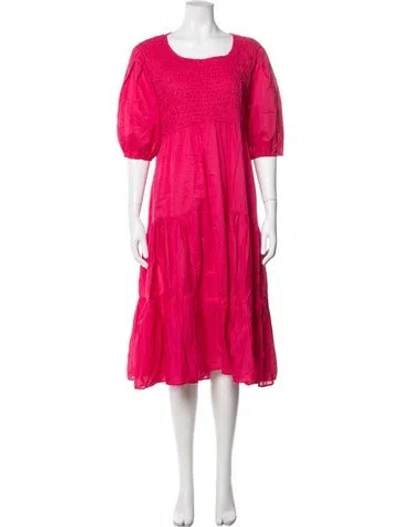 Pre-owned Merlette Scoop Neck Long Dress In Pink