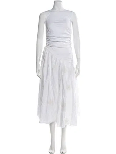 Pre-owned Merlette Scoop Neck Long Dress In White