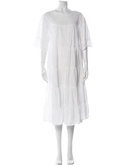 Pre-owned Merlette Scoop Neck Long Dress In White