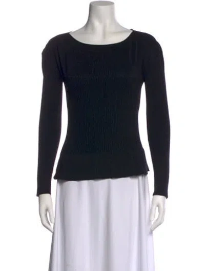 Pre-owned Merlette Scoop Neck Long Sleeve Top In Black