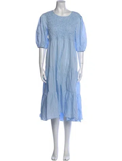 Pre-owned Merlette Scoop Neck Midi Length Dress In Blue