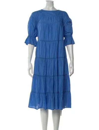 Pre-owned Merlette Scoop Neck Midi Length Dress In Blue