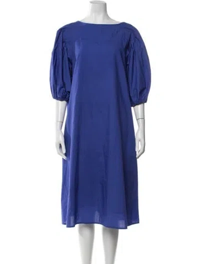 Pre-owned Merlette Scoop Neck Midi Length Dress In Blue