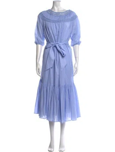 Pre-owned Merlette Scoop Neck Midi Length Dress In Blue