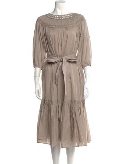 Pre-owned Merlette Scoop Neck Midi Length Dress In Multi