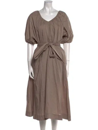 Pre-owned Merlette Scoop Neck Midi Length Dress In Neutral