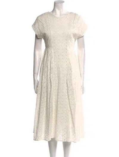 Pre-owned Merlette Scoop Neck Midi Length Dress In Neutral