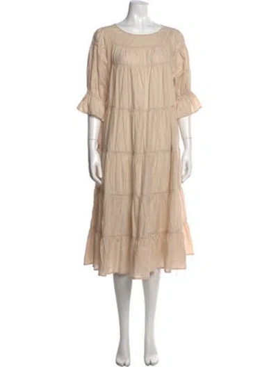 Pre-owned Merlette Scoop Neck Midi Length Dress In Neutral