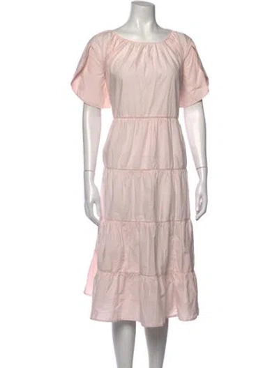 Pre-owned Merlette Scoop Neck Midi Length Dress In Pink