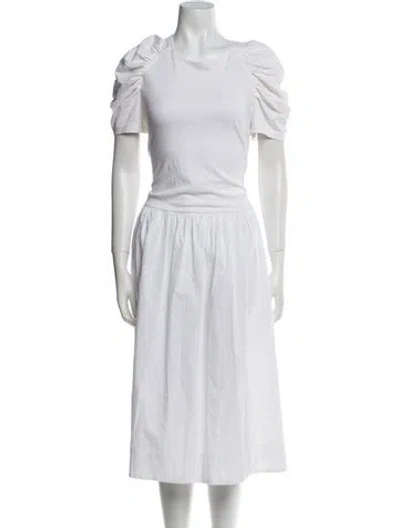 Pre-owned Merlette Scoop Neck Midi Length Dress In White