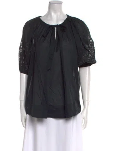 Pre-owned Merlette Scoop Neck Short Sleeve Blouse In Black