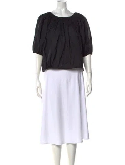 Pre-owned Merlette Scoop Neck Short Sleeve Blouse In Black
