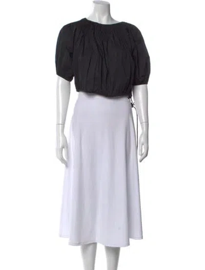 Pre-owned Merlette Scoop Neck Short Sleeve Crop Top In Black