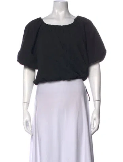 Pre-owned Merlette Scoop Neck Short Sleeve Top In Black