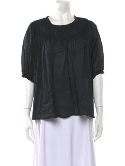 Pre-owned Merlette Scoop Neck Short Sleeve Top In Blue