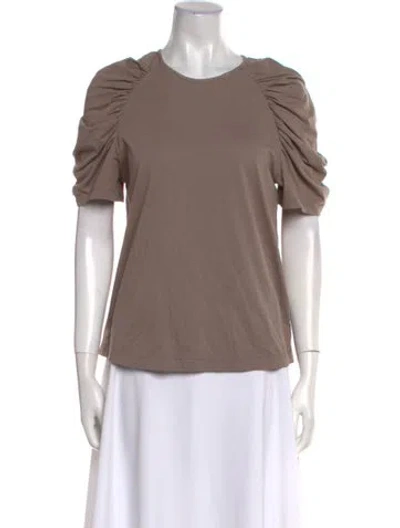 Pre-owned Merlette Scoop Neck Short Sleeve T-shirt In Brown