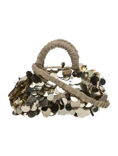 Pre-owned Merlette Sequins Top Handle Bag In Neutrals