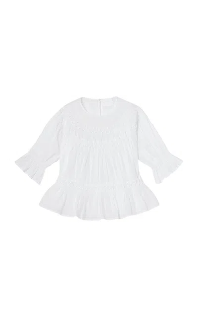 Merlette Sol Smocked Cotton-lawn Top In White